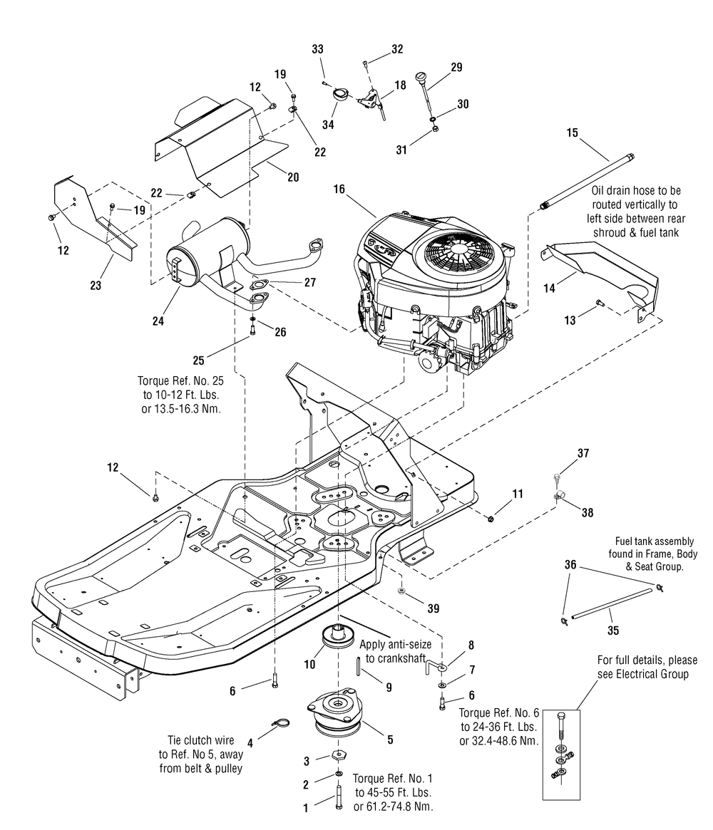 Engine Group - 26hp Kohler (7500957) Diagram and Parts List for 107287910-7800340,ZTS7500 2008 Briggs and Stratton Lawn Tractor Accessories